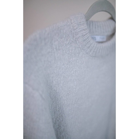Zara Womens Cropped Sweater Chunky Knit Gray Pullover Wool Alpaca Blend SZ US M - Picture 3 of 8